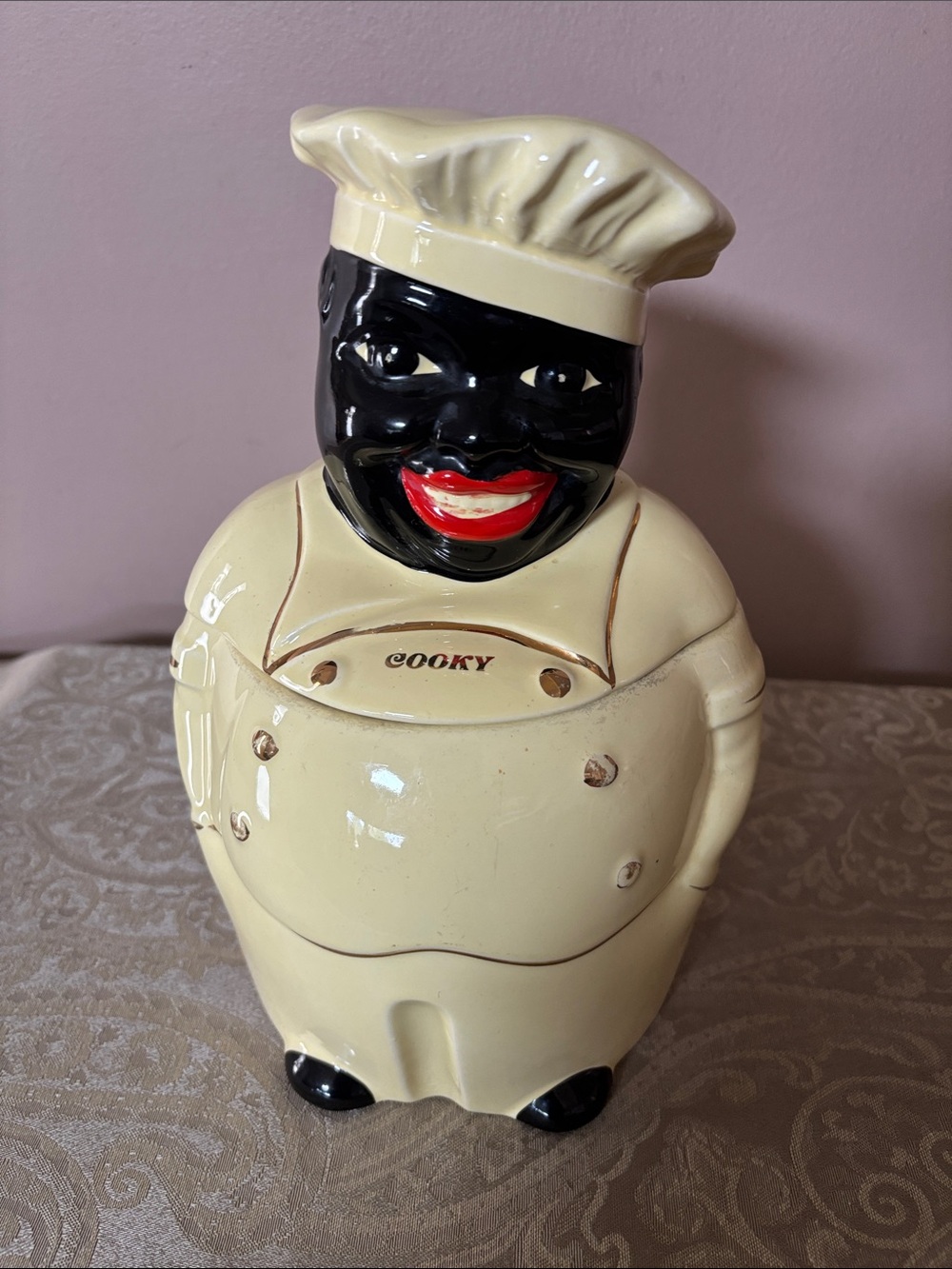 Yellow and Black Ceramic Chef Cookie Jar - Cooky Design